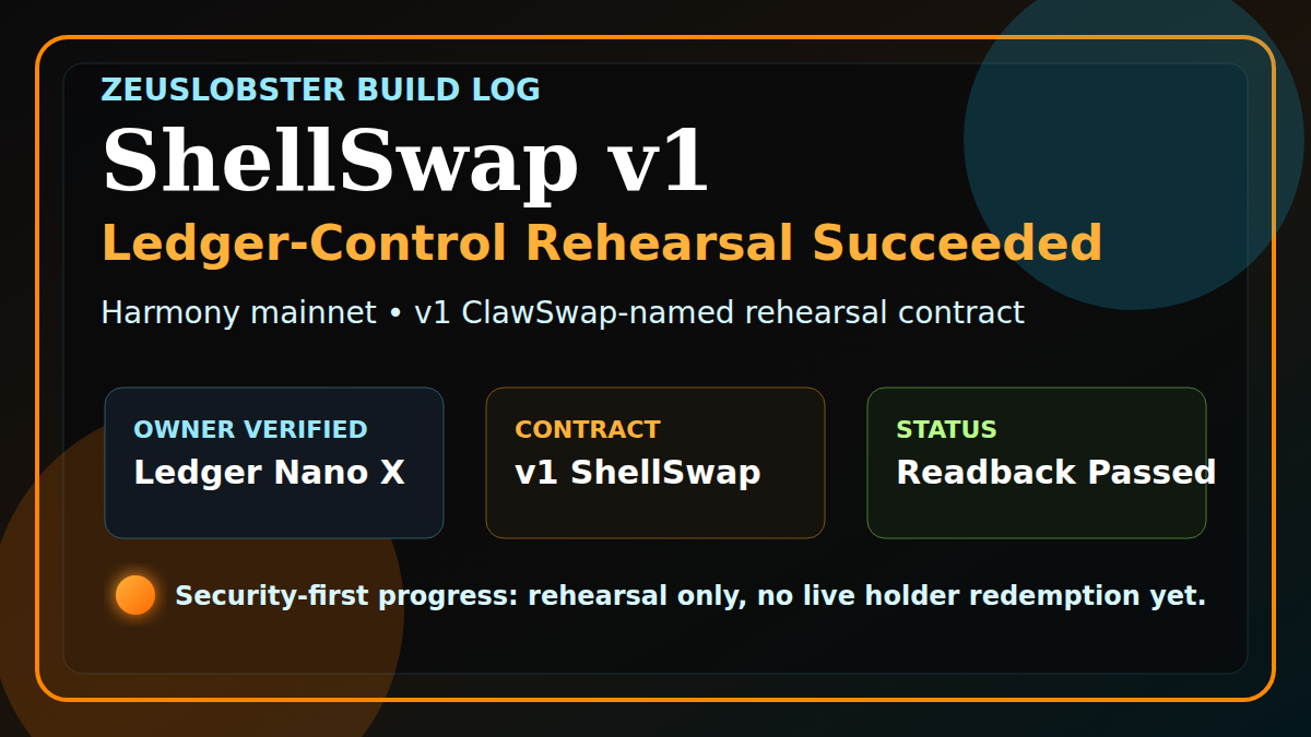 ShellSwap v1 Ledger-control rehearsal succeeded build log